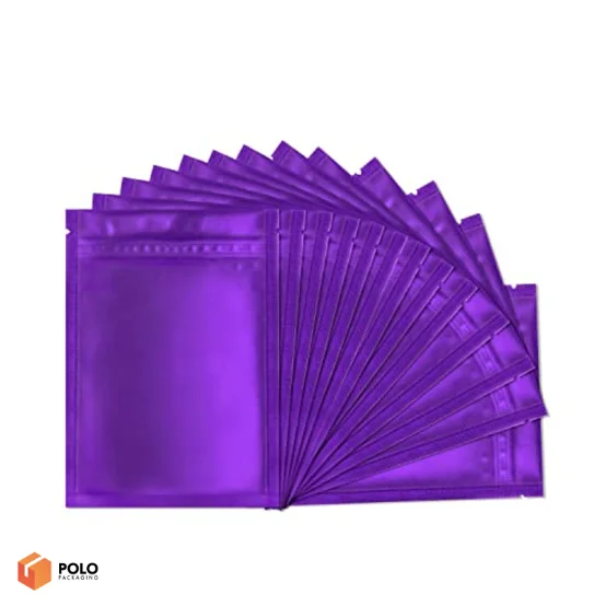 Printed Purple Mylar Bags